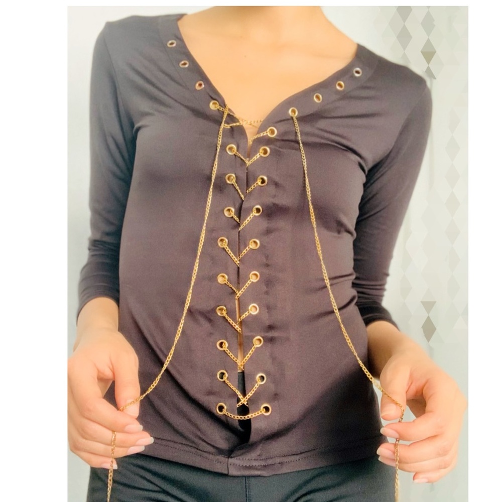 Chain brown blouse